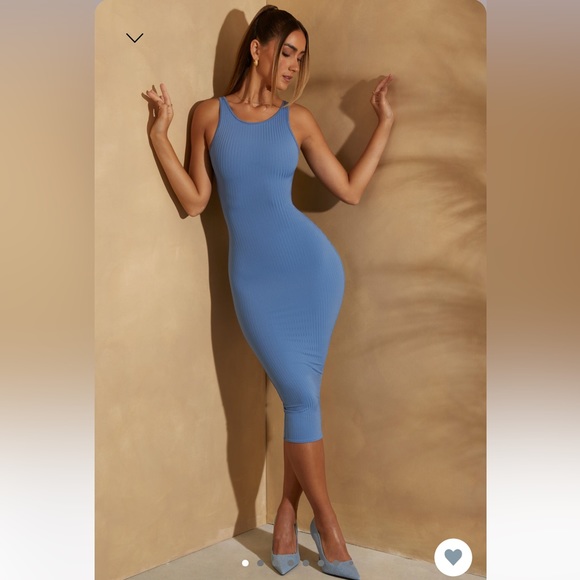 TAYAH ribbed mini bodycon fit dress in blue - Picture 2 of 7